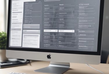 Close-up of hands typing on a laptop keyboard with lines of code reflecting on the screen, set against a slate grey background.