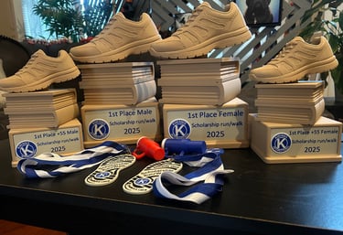 a table with a bunch of medals and medals