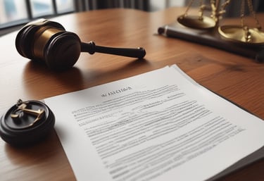 A professional lawyer consulting with a client in an office.