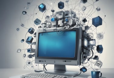 Close-up of a developer working on plugin integration with vibrant orange lighting.