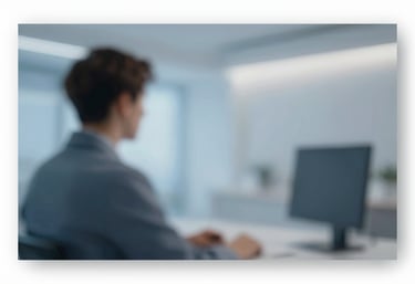 An artistic blur of soft lights and open space in #AABCCB, representing the freedom and accessibility of tele-psychology.