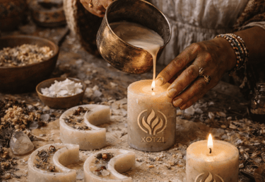 Mujer mexicana haciendo velas artesanales