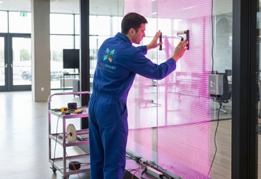 verre LED transparent vitrine vitrine magasin avec LED glass écran LED glass sur vitrage film LED