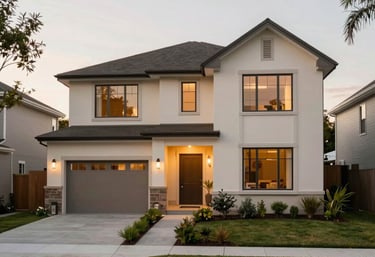 A welcoming mortgage advisor discussing loan options with a young couple in a bright, modern office.