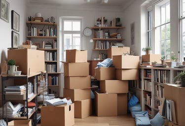 A team efficiently removing junk from a residential property driveway on a sunny day.