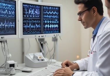A person at home engaging in a telehealth consultation with a doctor on screen.