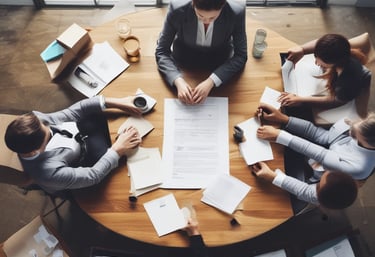 A calm, modern workspace with dual monitors showing task management software.