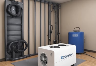 Ozone generator device operating in a modern living room for air purification.