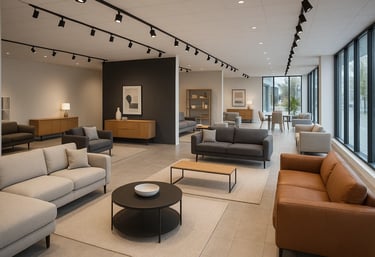Showroom Mobili Paolo con ambienti living moderni e divani di design
