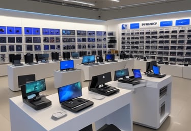 A selection of laptops and gaming consoles for sale.