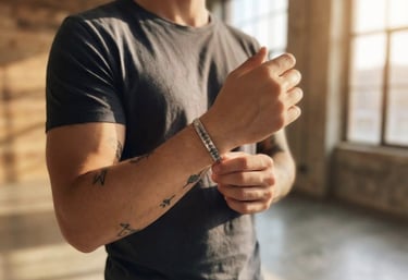 Man with a bracelet on the hand
