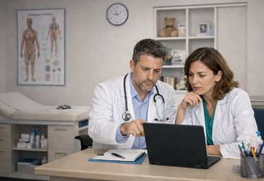 Medicos evaluando la posiblilidad de implementar IA en las consultas sin exponer información