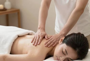 A woman receiving a relaxing professional back massage at Zen Massage Therapy
