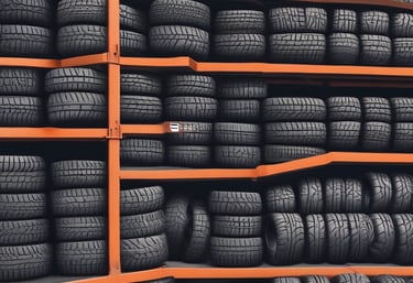 A display of various premium and budget tyres.