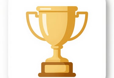 A gold trophy icon representing victory and achievement on a white rounded square background.