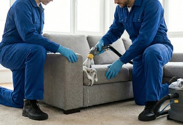 operarios limpiando mueble color gris em Ibagué