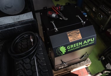 Green APU being installed and serviced