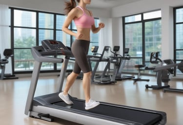 Photo of a variety of fitness equipment including dumbbells, yoga mats, and stationary bikes arranged in a bright, welcoming home gym.
