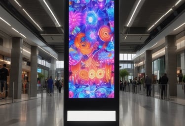 Close-up of a sleek LED screen setup for an outdoor event at dusk.