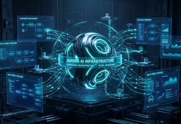 Abstract 3D architecture of automated AI agent workflows replacing manual labor.