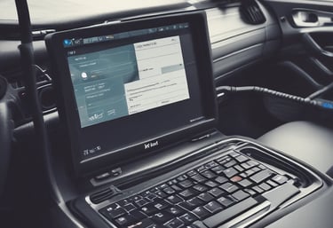 Technician changing tires on a car with proper tools.