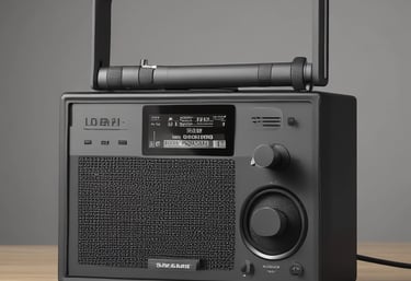 A warm radio studio with microphones and headphones, softly lit to create a welcoming atmosphere.