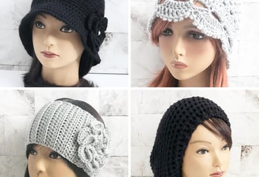 Women's hat with flower, headband with flower, vintage Juliet hat and locsock tam