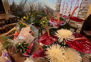 Flowers with the background mount in Armenia, special occasion