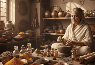 mujer mayor preparando remedios naturales