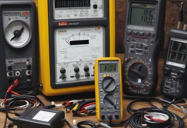Close-up of advanced electrical measurement instruments in a high-tech lab setting.