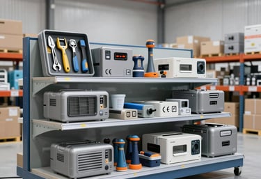 Close-up of a professional-grade wrench set neatly arranged on a workbench.