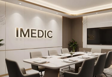 A calm, inviting workspace with soft blue and green accents reflecting wellness and trust.