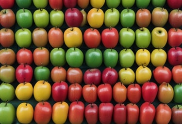 A close-up of fresh red apples stacked in a rustic wooden crate.