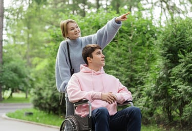 Support worker providing companionship and community access