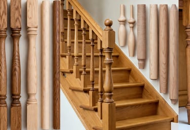 Wood turned baluster – decorative stair railing component