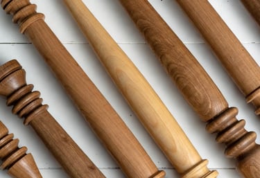 Large turned table leg in hardwood – custom furniture turning