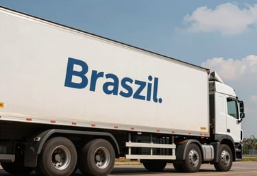 Side view of a large white truck trailer with the sky in the background, representing the scale and capacity of a Brazilian transport company.
