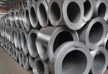 A vintage photo of iron sheets stacked neatly, symbolizing the start of KenichiGroup in 1987.