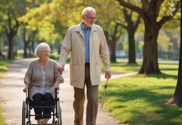 A warm, welcoming home environment showing a caregiver preparing a meal for a participant.