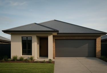 Exterior view of a contemporary Australian suburban home, highlighting the clean roof line, signifying a complete thermal envelope. Professional architectural photography.