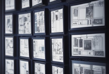 A user arranging colorful storyboard panels on a digital canvas.