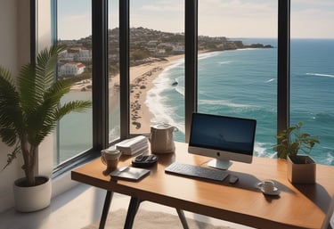 A cozy online classroom setup showing students engaging with video editing tutorials on their laptops.