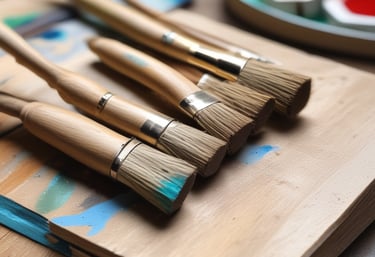 Close-up of hands painting a delicate wooden figure with natural light highlighting the texture.