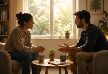 Illustration of emotional repair and healthy communication in relationships,,