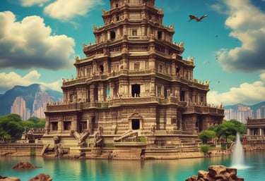 A group of happy travelers exploring a famous international landmark together.