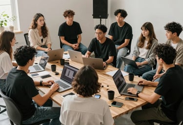 A sleek neon yellow digital strategy flowchart glowing on a black background.