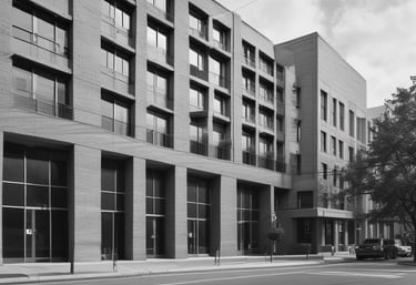 Professional lawyers discussing case documents in a modern office setting.