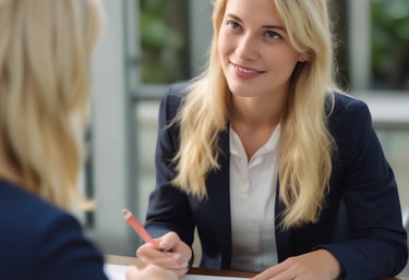 Business professionals in a meeting discussion