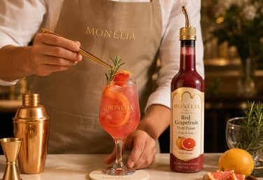 MONÉLIA premium syrups and fruit purees for coffee drinks smoothies mocktails and café beverages