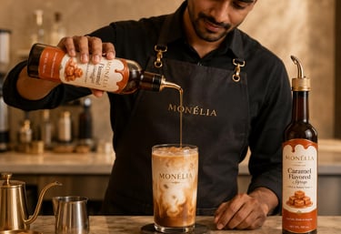 MONÉLIA flavored syrups for coffee iced drinks frappes and desserts